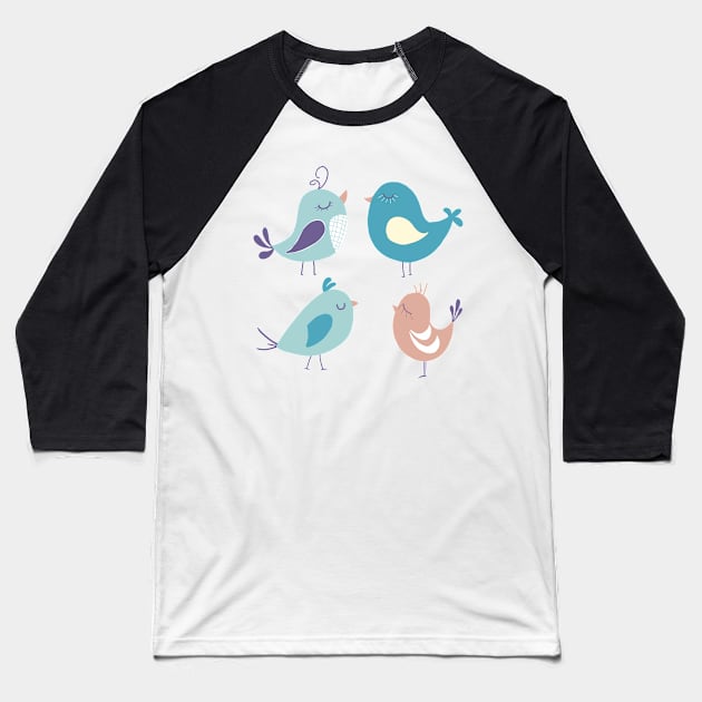 Four naive birds Baseball T-Shirt by JakoRila